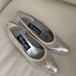 Italian silver leather heels